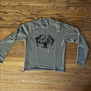 Stylish Dog Face Sweater in Olive Green 100 % Cashmere